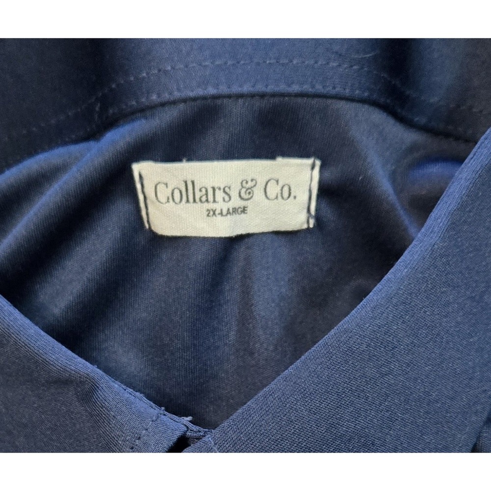 Collars and Co Dress Collar Polo Men's 2XL Blue Short Sleeve Shirt Performance - Picture 6 of 12